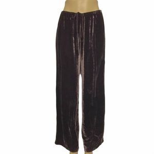 CABI silk blend brown wide leg velour velvet pants SZ M women's
